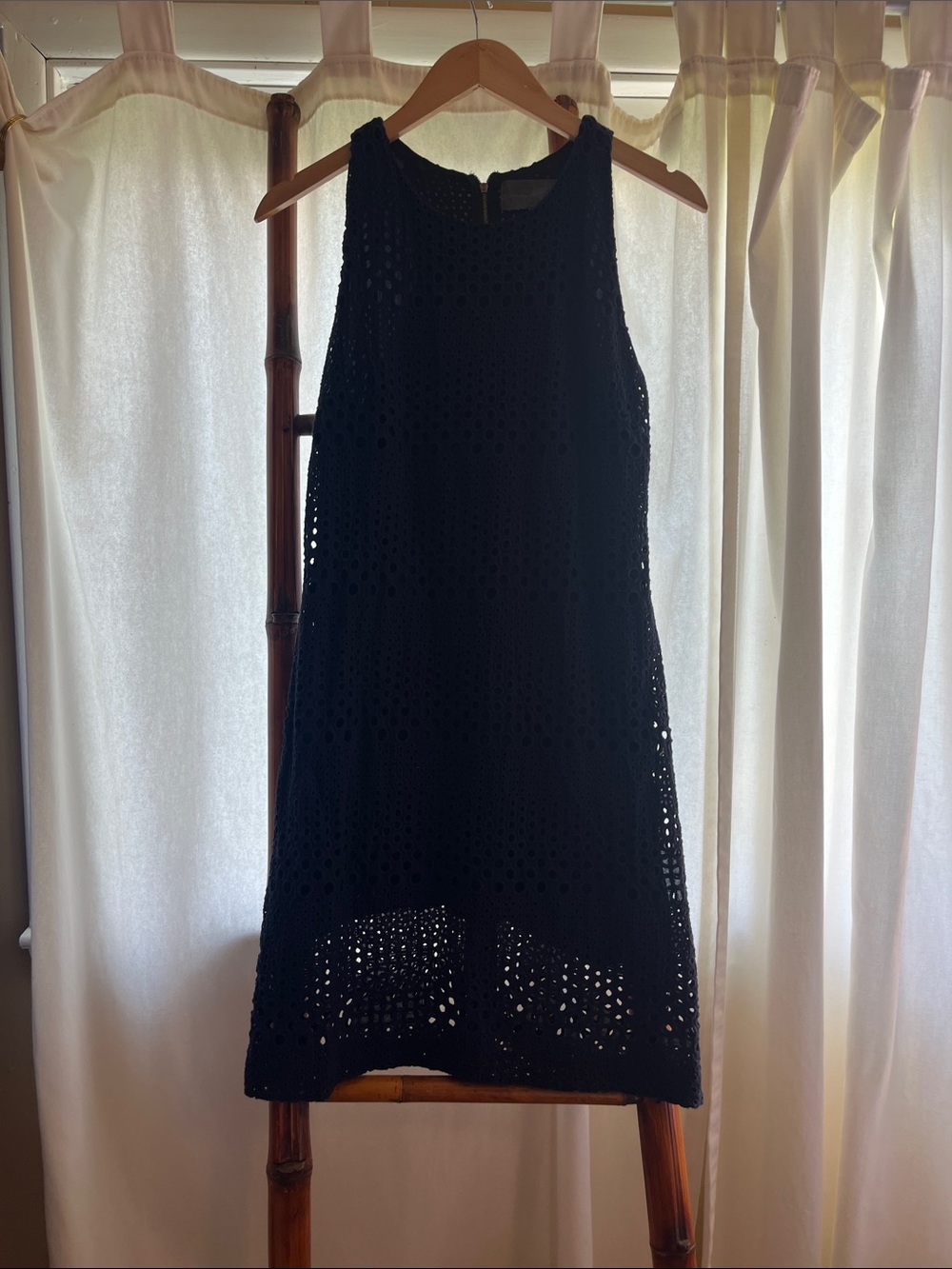 Sunday in Brooklyn Navy Blue Crochet Mini Dress